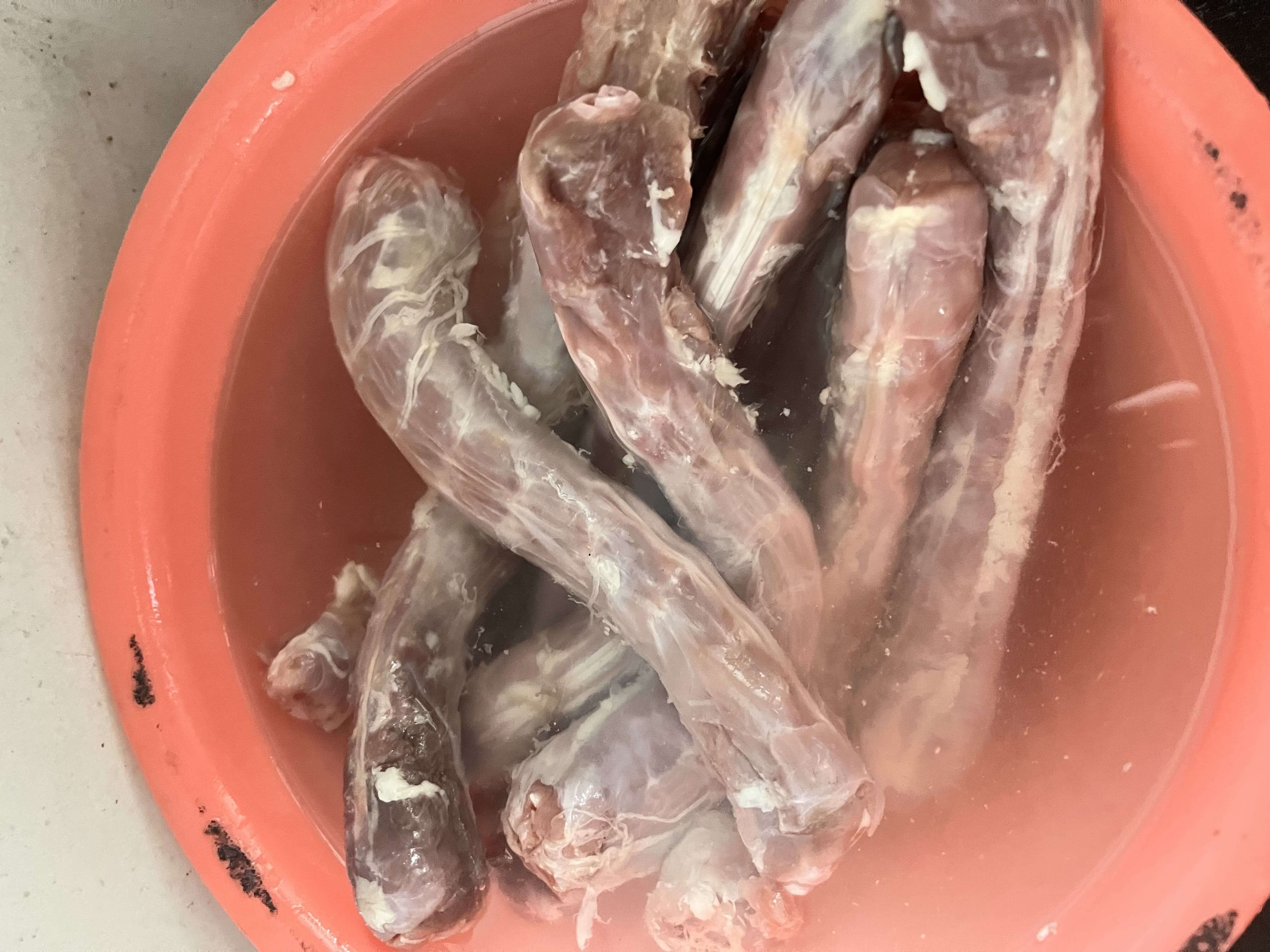 Duck necks taking a “bath”