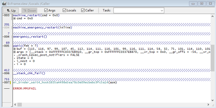 Trace32 stack view
