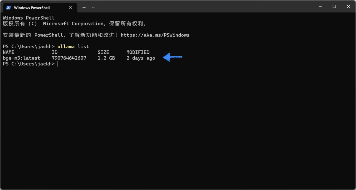 Installed embedding model