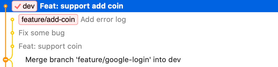 Result after git merge squash
